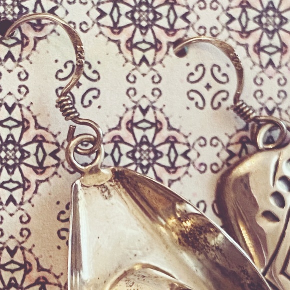 Signed-Sterling Silver Cowboy Hat & Boot Dangle Earrings Native American Western - Picture 9 of 10